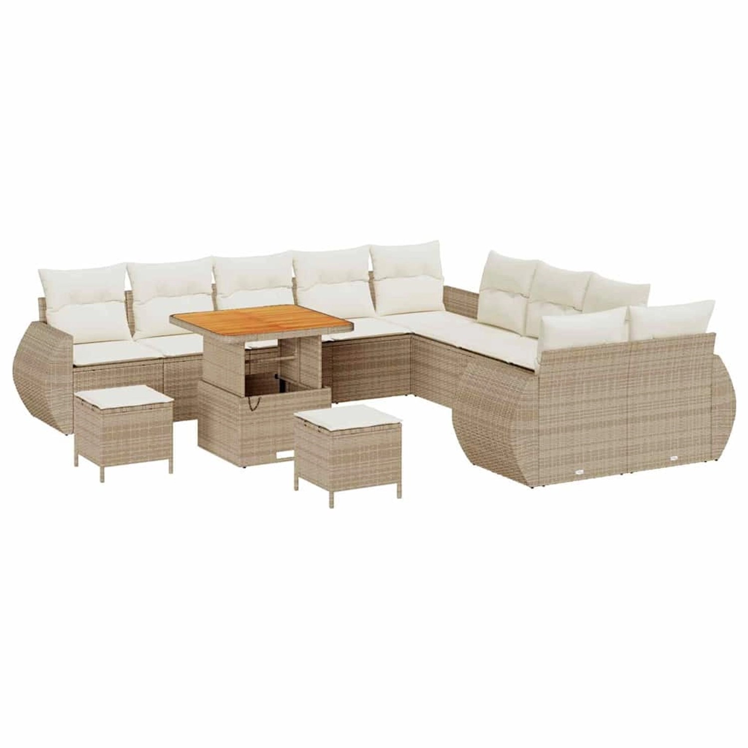 vidaXL Garten-Sofa-Set 13-Tlg Beige Poly Rattan 3361931 günstig online kaufen