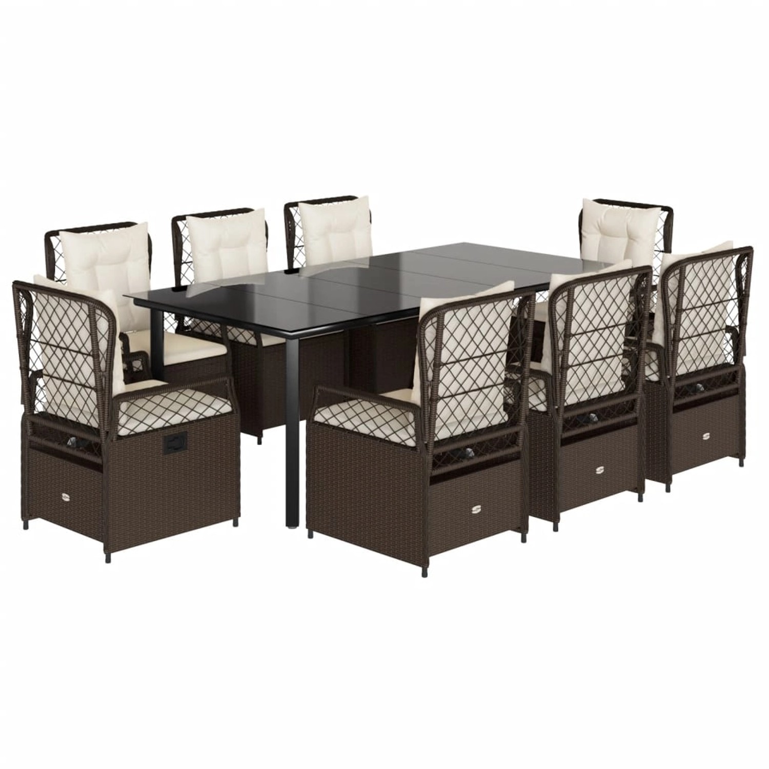 vidaXL 9-Tlg Garten-Essgruppe mit Kissen Braun Poly Rattan 3262984 günstig online kaufen