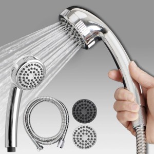 Euroshowers Deltaspray Handbrausen Set Chrom, sprühendes Wasser, 150 cm Schlauch, extra Strahlscheiben.