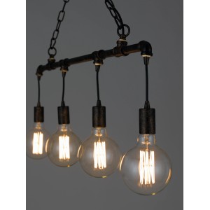 Rostbraune 4-flammige Luce Design Pendelleuchte Amarcord im Vintage-Stil.