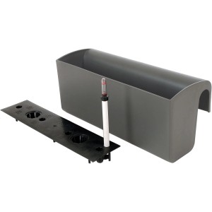 Anthrazitfarbener Vivanno Balkonkasten Classico 50 cm mit Bewässerungssystem und Zubehör.
