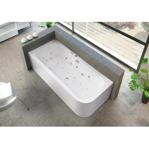 Ottofond Whirlpool Spirit 180x80 cm, Komplettset in Weiß mit Wassereinlauf und Hydromassage-Düsen.