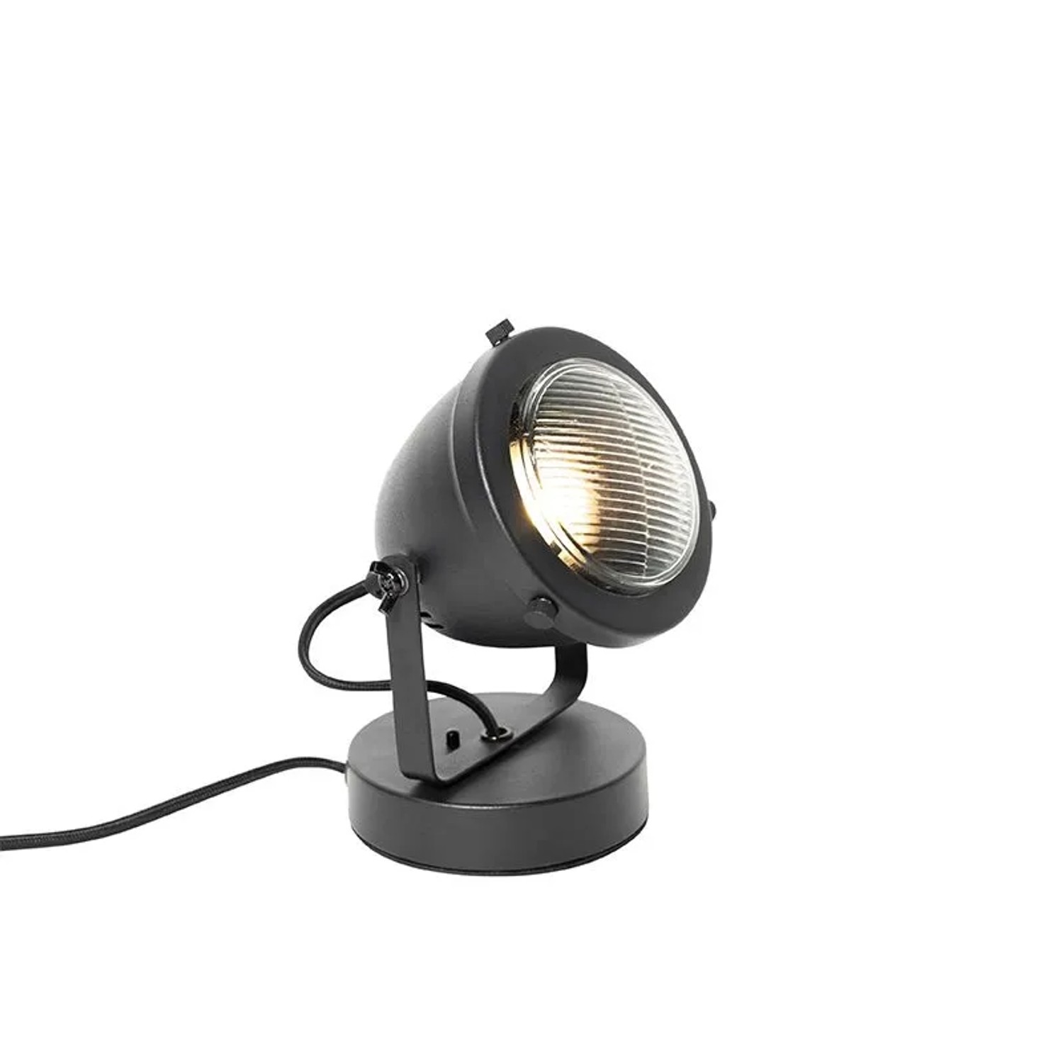 QAZQA Industrielle Tischlampe Schwarz 18 cm Emado