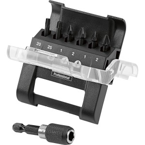 LUX Impact Bit-Set Professional, 7-teilig mit Aufbewahrungsbox und magnetischem Bithalter.