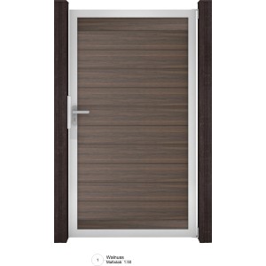 GroJa Solid Steckzaun Tor, Universal-DIN, Walnuss, max. 150x180cm, für Sichtschutzzaun.