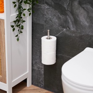 Relaxdays Ersatzrollenhalter Edelstahl Silber Selbstklebend 26 cm x 4,5 cm x 7,5 cm 170 g