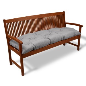 Beautissu Bankpolster Flair BK 120x50cm, hellgrau, auf Gartenbank.