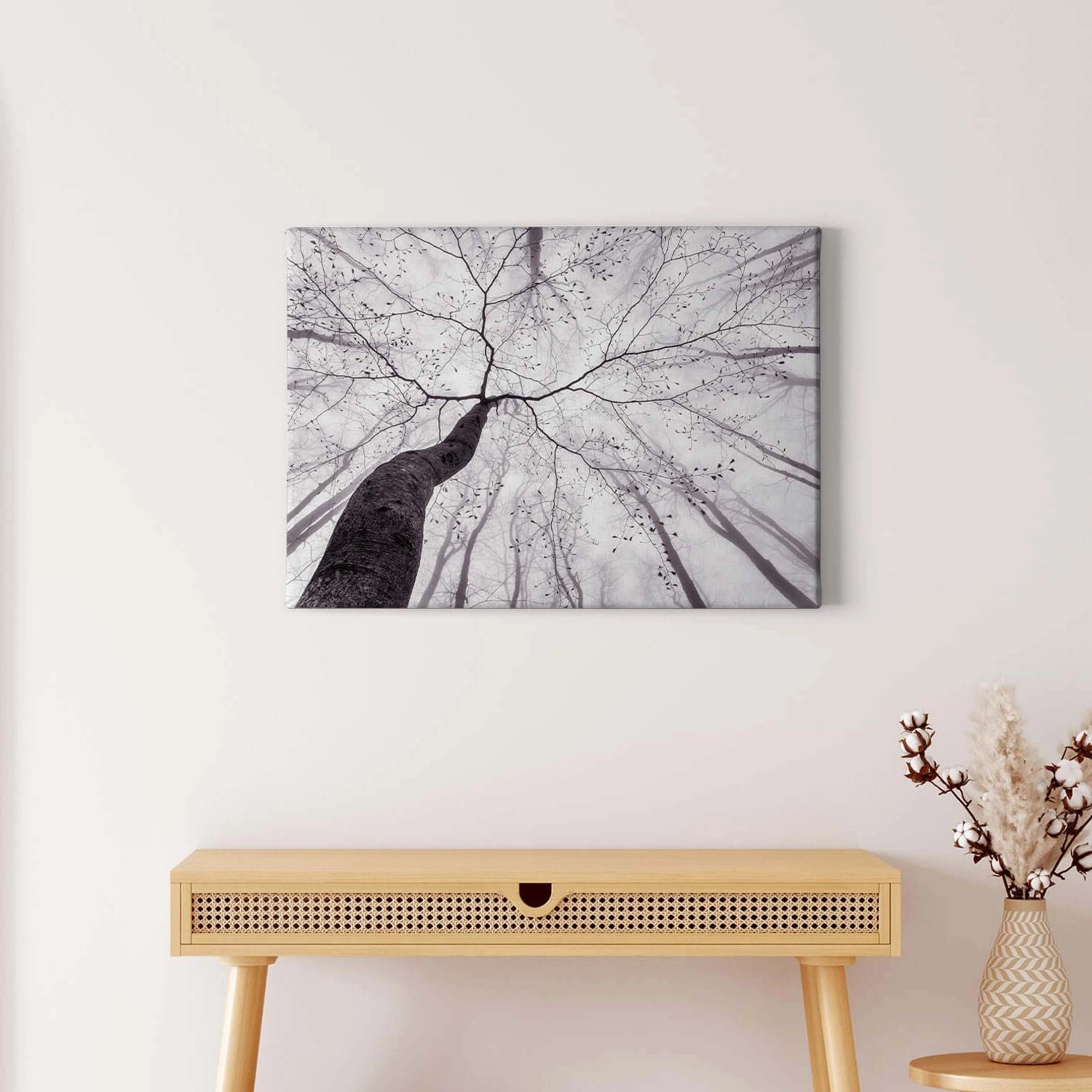 Bricoflor Keilrahmen Bild Mit Wald In Schwarz Weiß Leinwand Bild Mit Baumkr günstig online kaufen