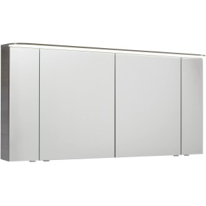 Pelipal Spiegelschrank Quantum 05, 150 cm breit, Graphit, mit drei Spiegeltüren und Kranzbeleuchtung.