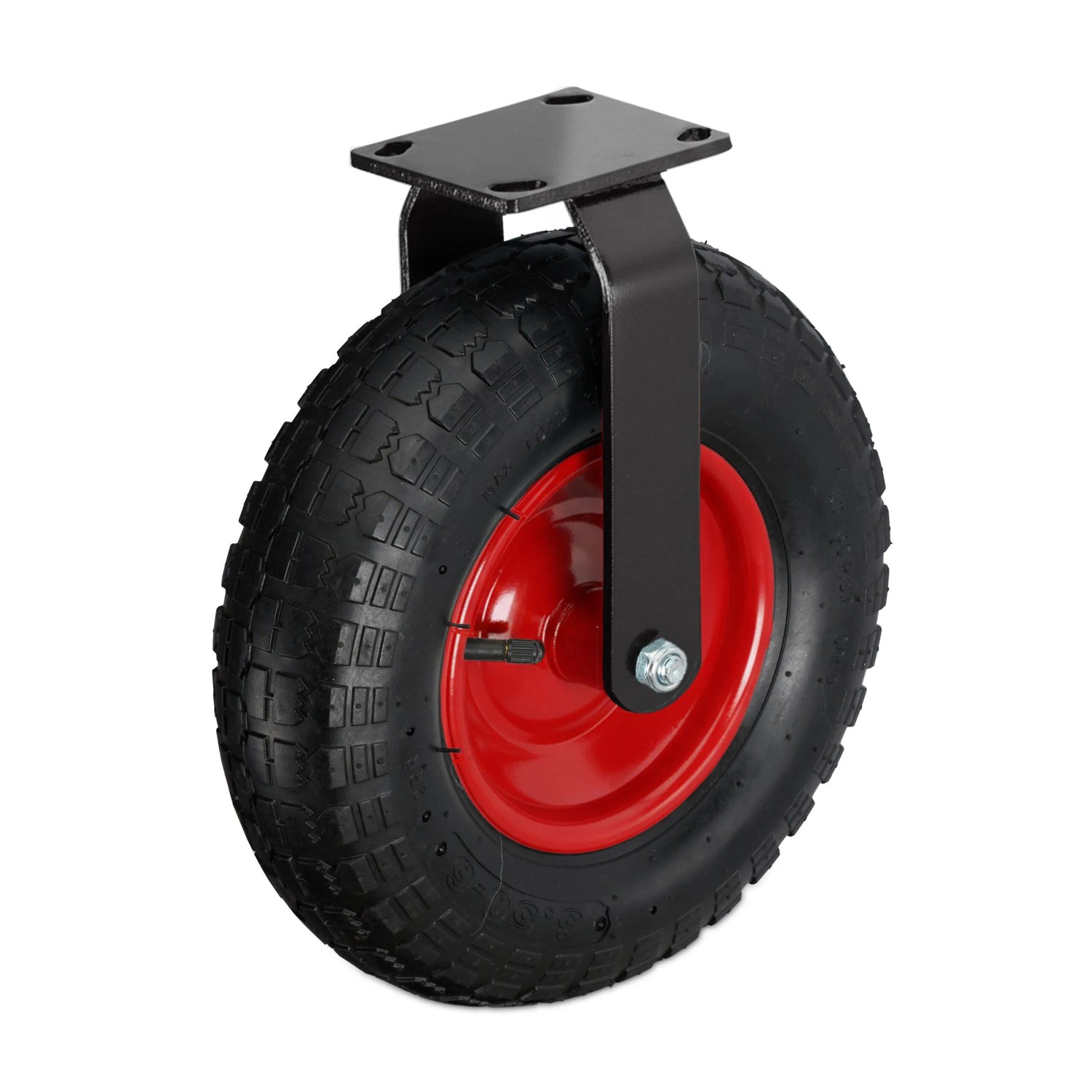Relaxdays Bockrolle Stahl Gummi Schwarz Rot Schwerlast Luftbereift 35 cm x 30 cm x 8,5 cm 120 kg