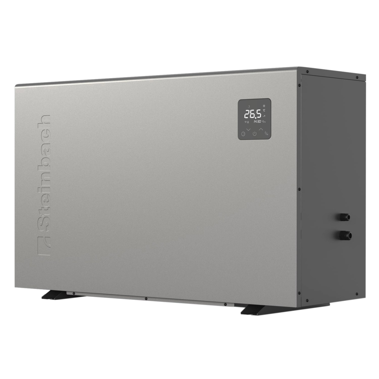 Steinbach Wärmepumpe Silent 9, graue Pool Wärmepumpe mit digitalem Display.