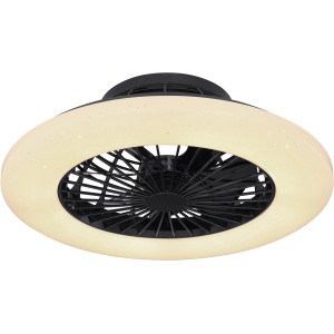 Schwarzer Globo LED-Deckenventilator Travo mit Licht, 50 cm Durchmesser.