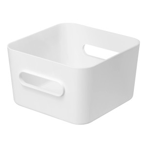 Weiße SmartStore Compact Square M Aufbewahrungsbox mit Griffen. Ideal für Küche und Bad.
