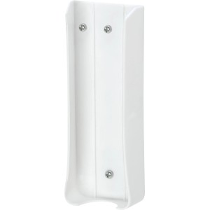 Weiße Halterung für 3er Steckdosenleiste zur Wandmontage.