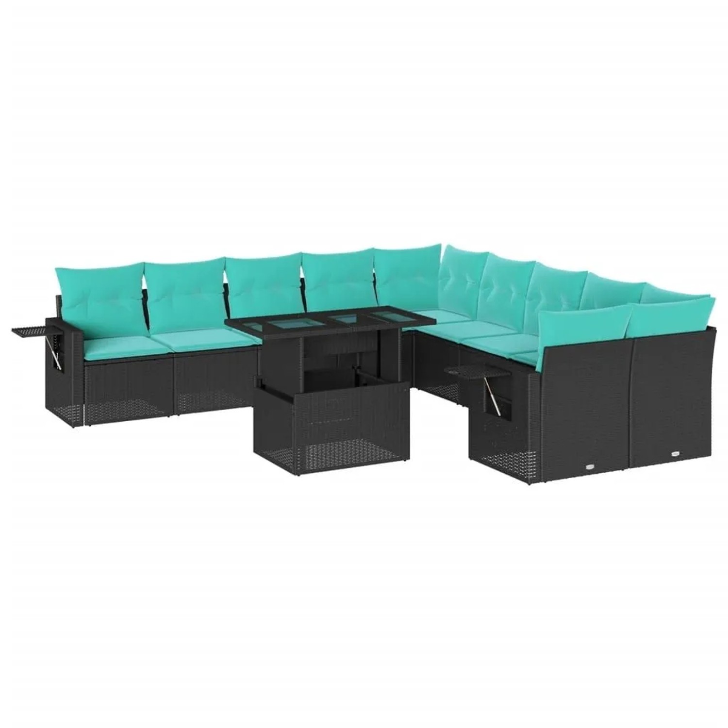 vidaXL 11-Tlg Gartensofa-Set mit Kissen Schwarz Polyrattan 3268167 günstig online kaufen