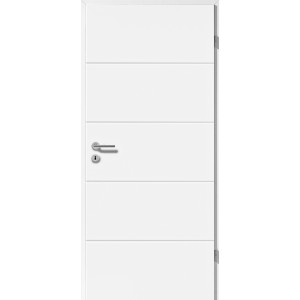 Weiße Zimmertür Straight Line mit horizontalen Linien, Türanschlag rechts, 86x211 cm.