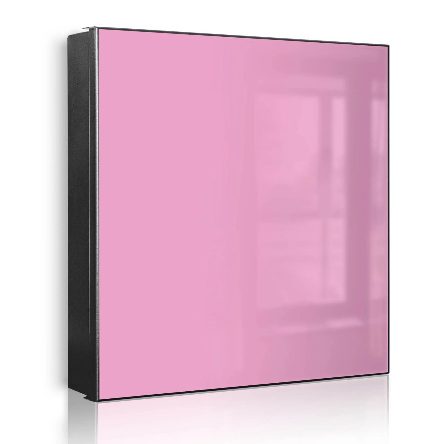 Banjado Großer Schlüsselkasten Metall 30x30cm Schwarz Scharnier Links 50 Haken Beschreibbar Magnetisch Motiv Rose