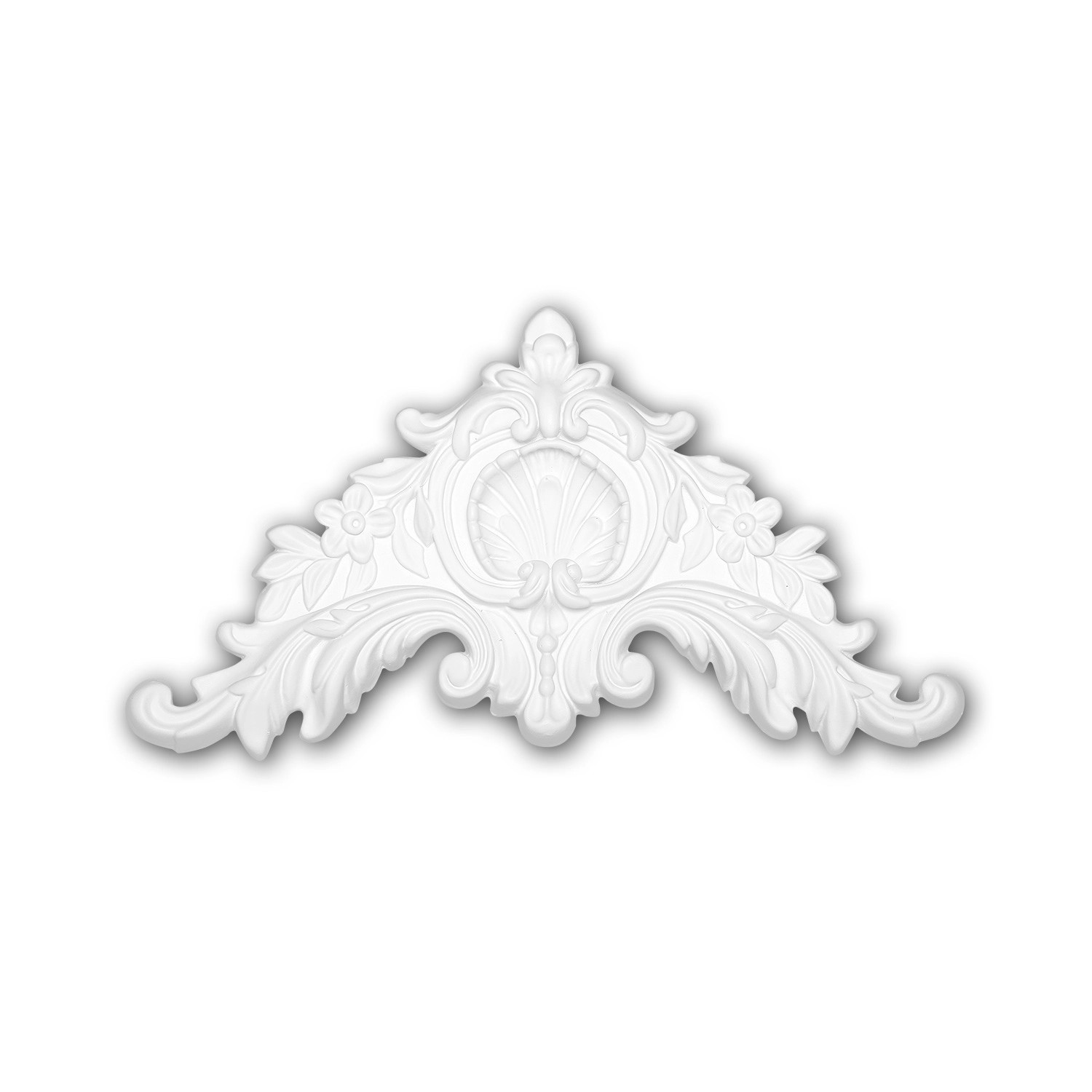 PROFHOME 160030 Zierelement dekoratives Element Stuckdekor aus Polyurethan 29,0 cm x 15,7 cm x 2,2 cm Weiß