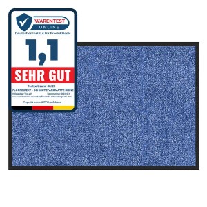 Blaue Karat Schmutzfangmatte Rhine, 135x200 cm, mit "Sehr Gut" Siegel. Fußmatte für den Eingangsbereich.