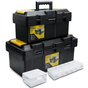 CCLIFE Werkzeugkoffer Set 2 tlg 18 Zoll und 13 Zoll Kunststoff mit Organizer Box