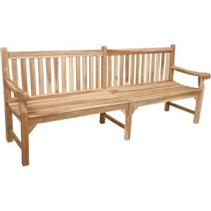 Helle, 5-sitzige Gartenbank Madura aus Teakholz für entspannte Stunden im Garten.