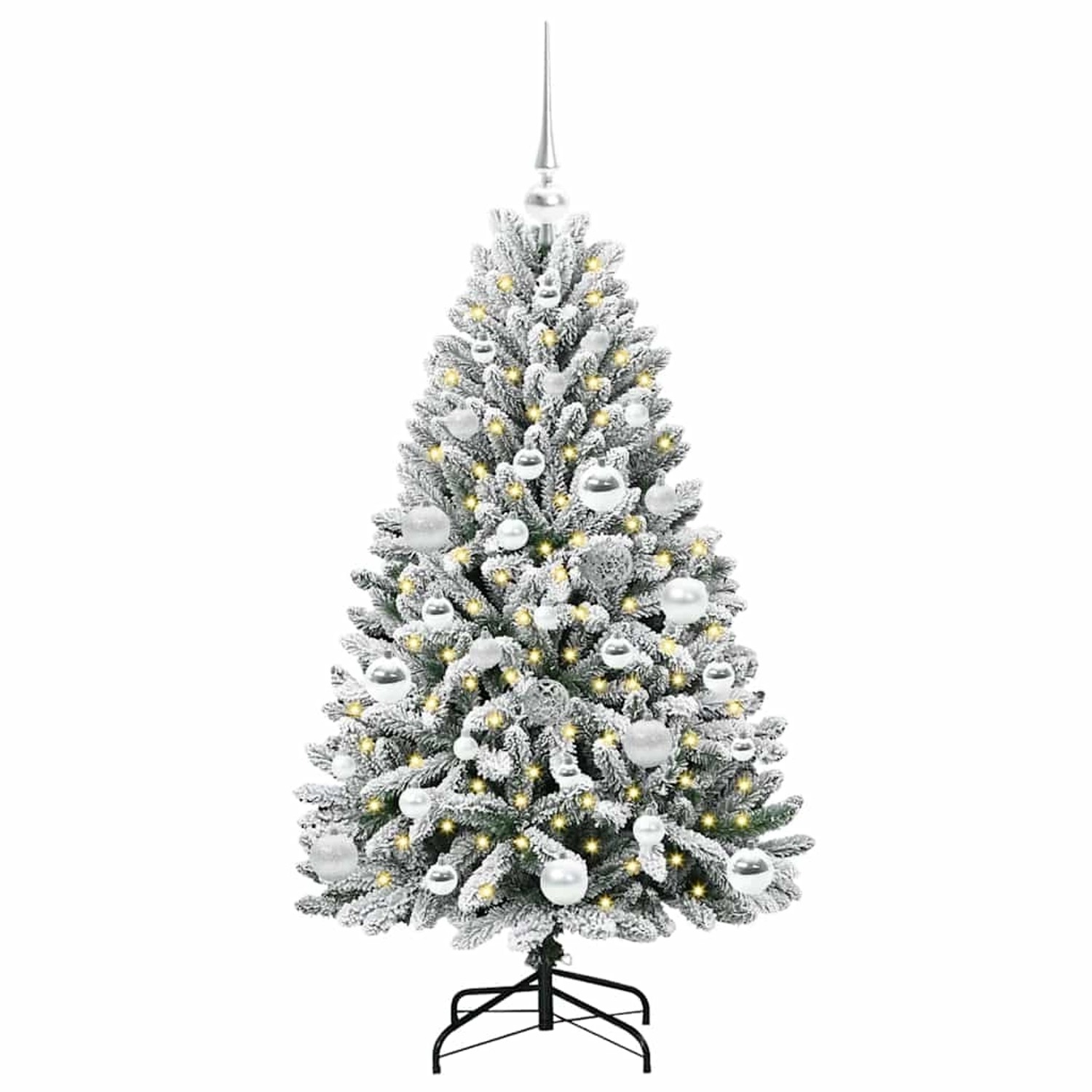 vidaXL Künstlicher Weihnachtsbaum Grün und Weiß 120 cm PVC und Metall 3395735