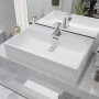 vidaXL Waschbecken mit Hahnloch Keramik Weiß 60,5x42,5x14,5 cm 142347_2
