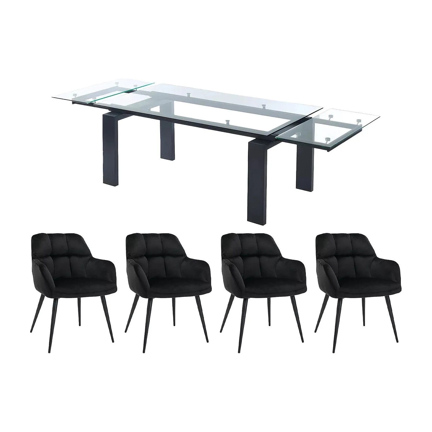 Vente-unique Essgruppe Lubana Transparent  Schwarz 270 cm  180 cm
