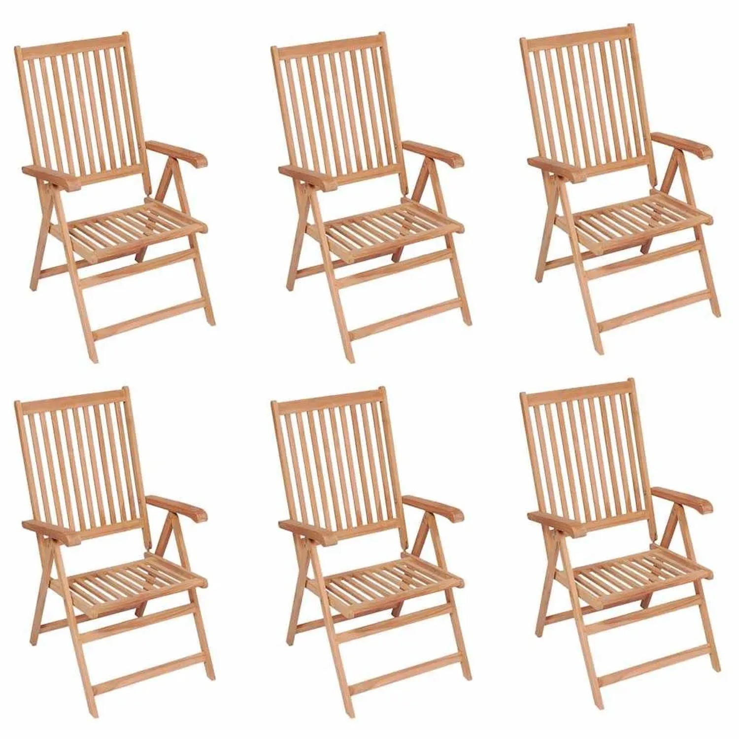 vidaXL Verstellbare Gartenstühle 6 Stk Massivholz Teak 3065526