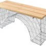 Bellissa Bogengabione Sitzbank, 125 cm breit, mit Holzauflage. Gabione als Bausatz.