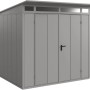 Ecostar Gerätehaus Elegant, Graualuminium, mit Pultdach und Doppeltür.