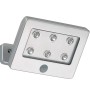 Silberne Briloner LED-Außenwandleuchte Lero mit Bewegungsmelder, 6-flammig.