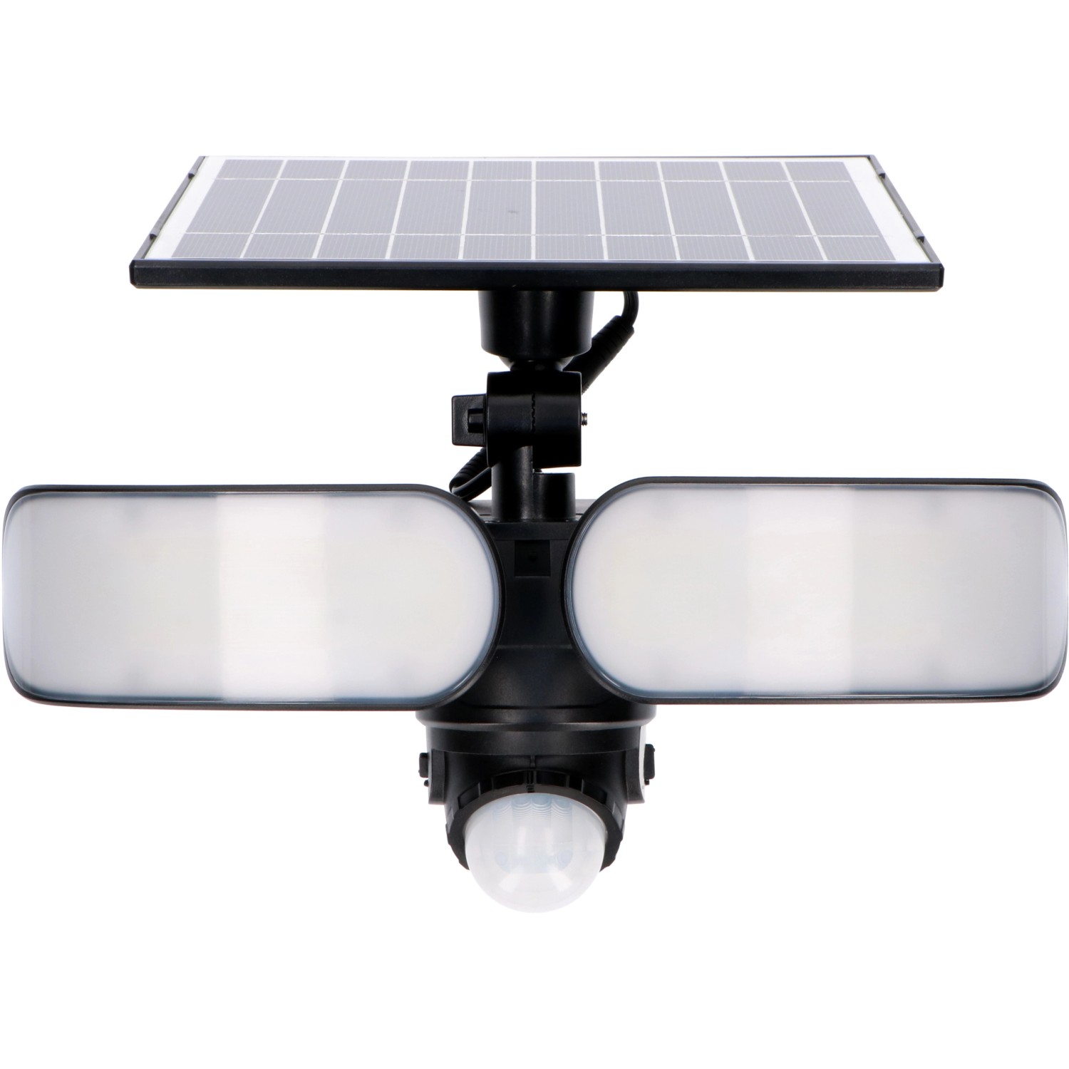LED-Solar-Außenleuchte Botshabelo mit Sensor, Solar-Wandleuchte mit zwei Leuchten und Solarpanel.