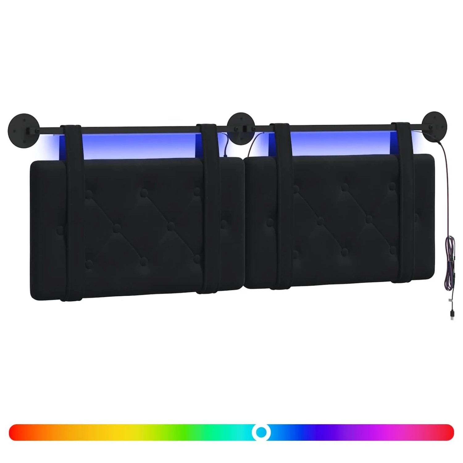 vidaXL Hängendes Kopfteil Mit LED Licht Schwarz Samt 3424143