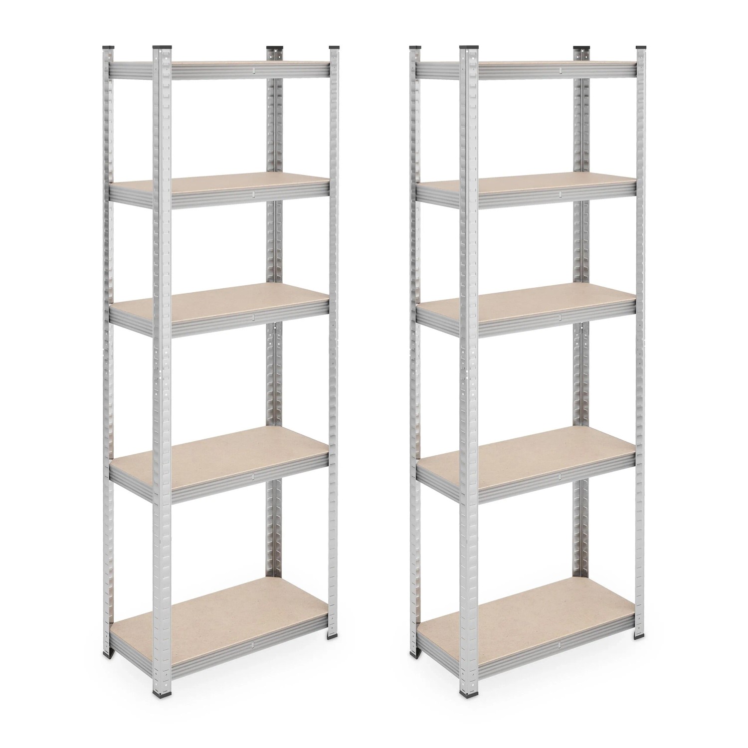 Relaxdays Schwerlastregal 5 Ebenen 2er Set Stahl Silber 180 cm x 60 cm x 30 cm