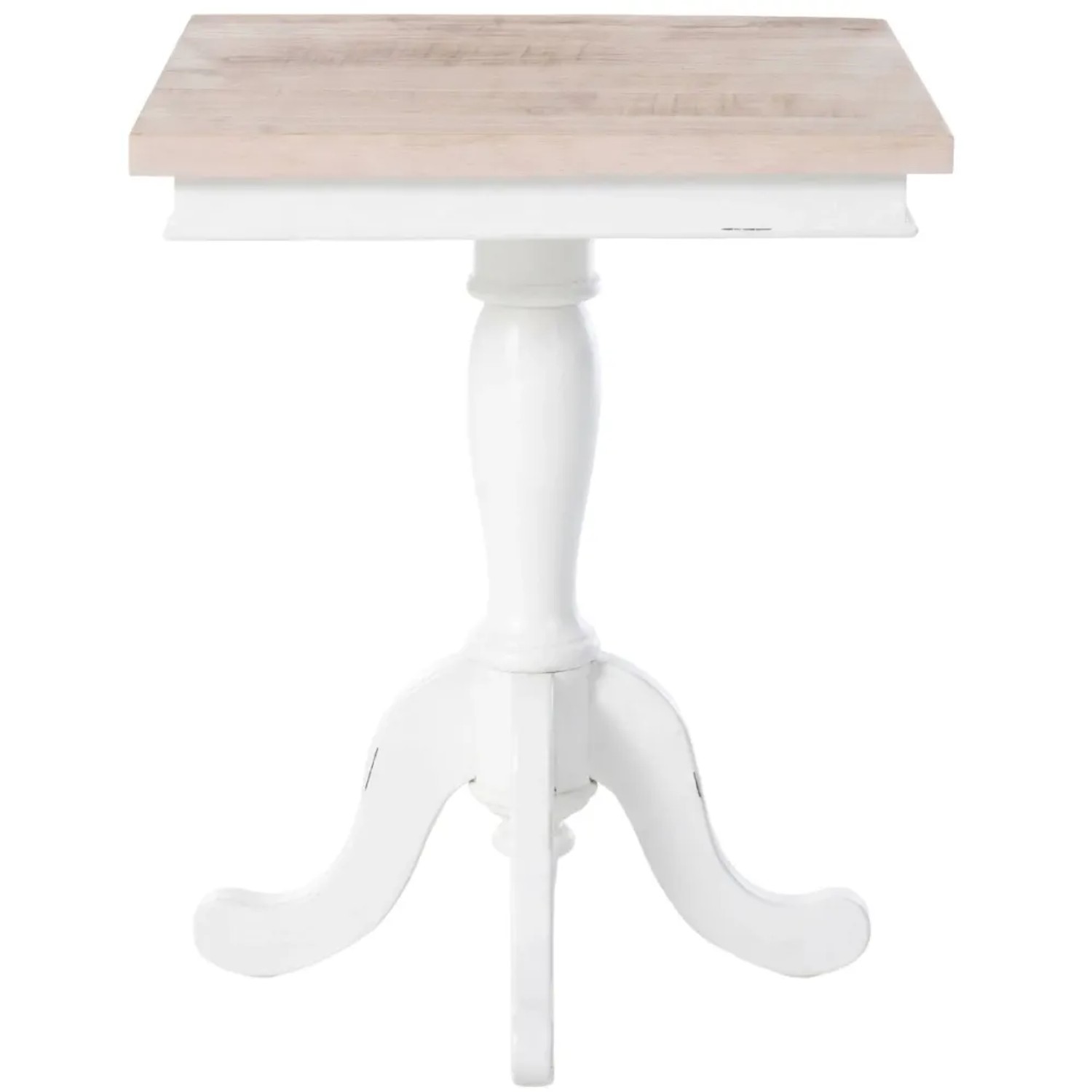 DELUKE Beistelltisch SIRI Quadratisch 50x50x65cm Holz Natura-Weiß Kleiner Tisch Couchtisch für Wohnzimmer