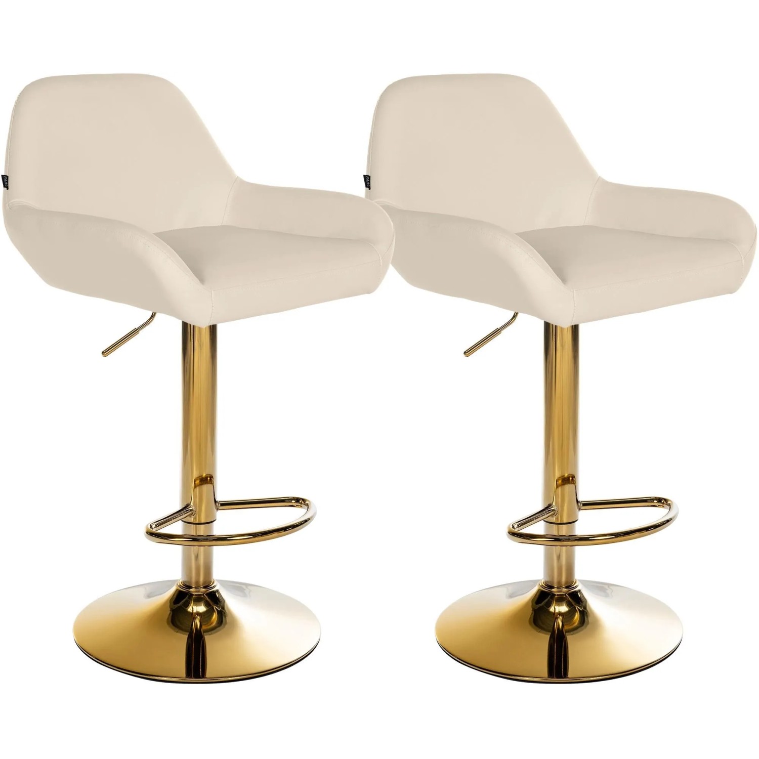CLP 2er Set Barhocker Braga Gold Kunstleder Creme