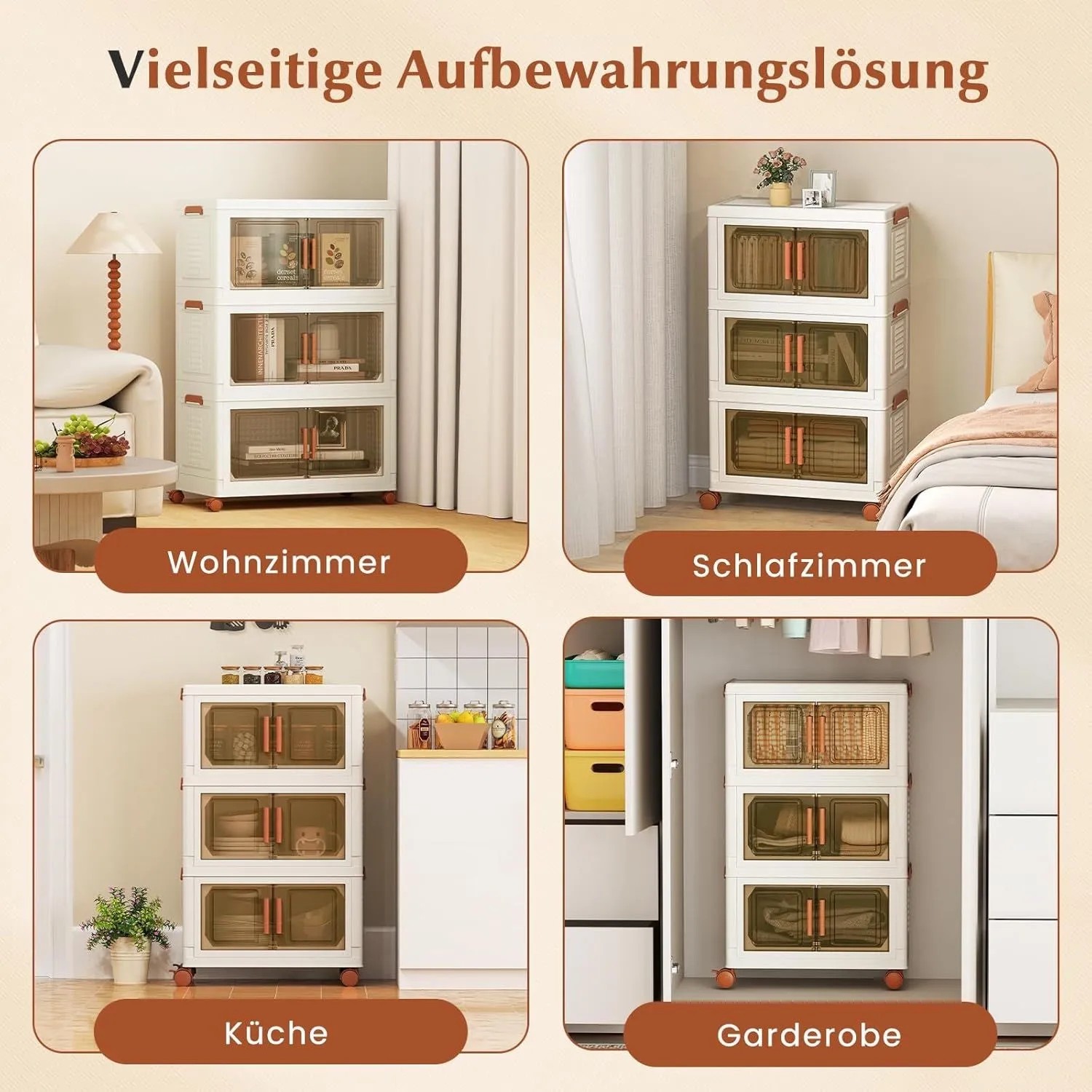 Costway Aufbewahrungsbox mit Deckel 70 L x 3 Stapelboxen Transparent_2