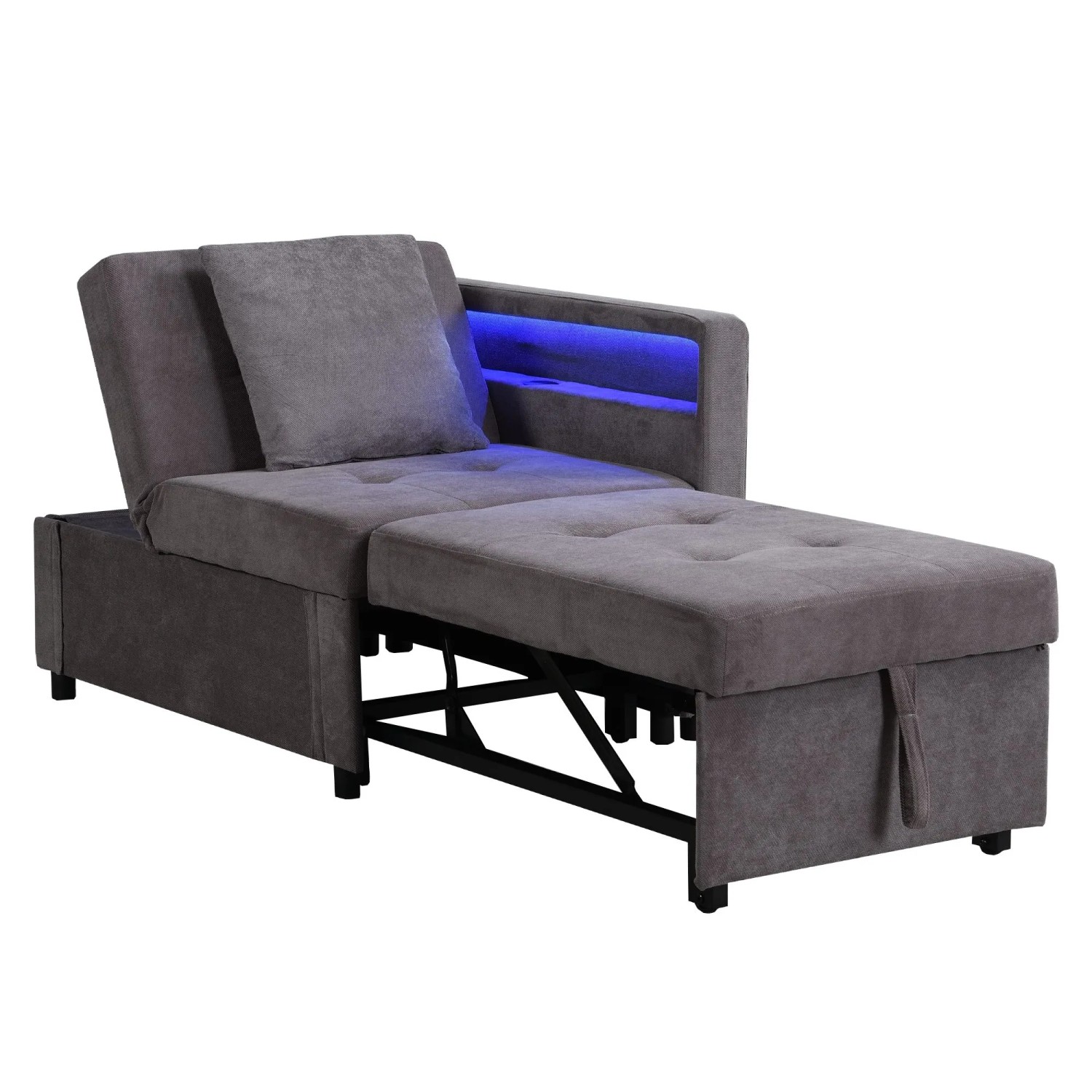 Merax Schlafsofa 3in1 mit LED USB Typ-C Leinenstoff