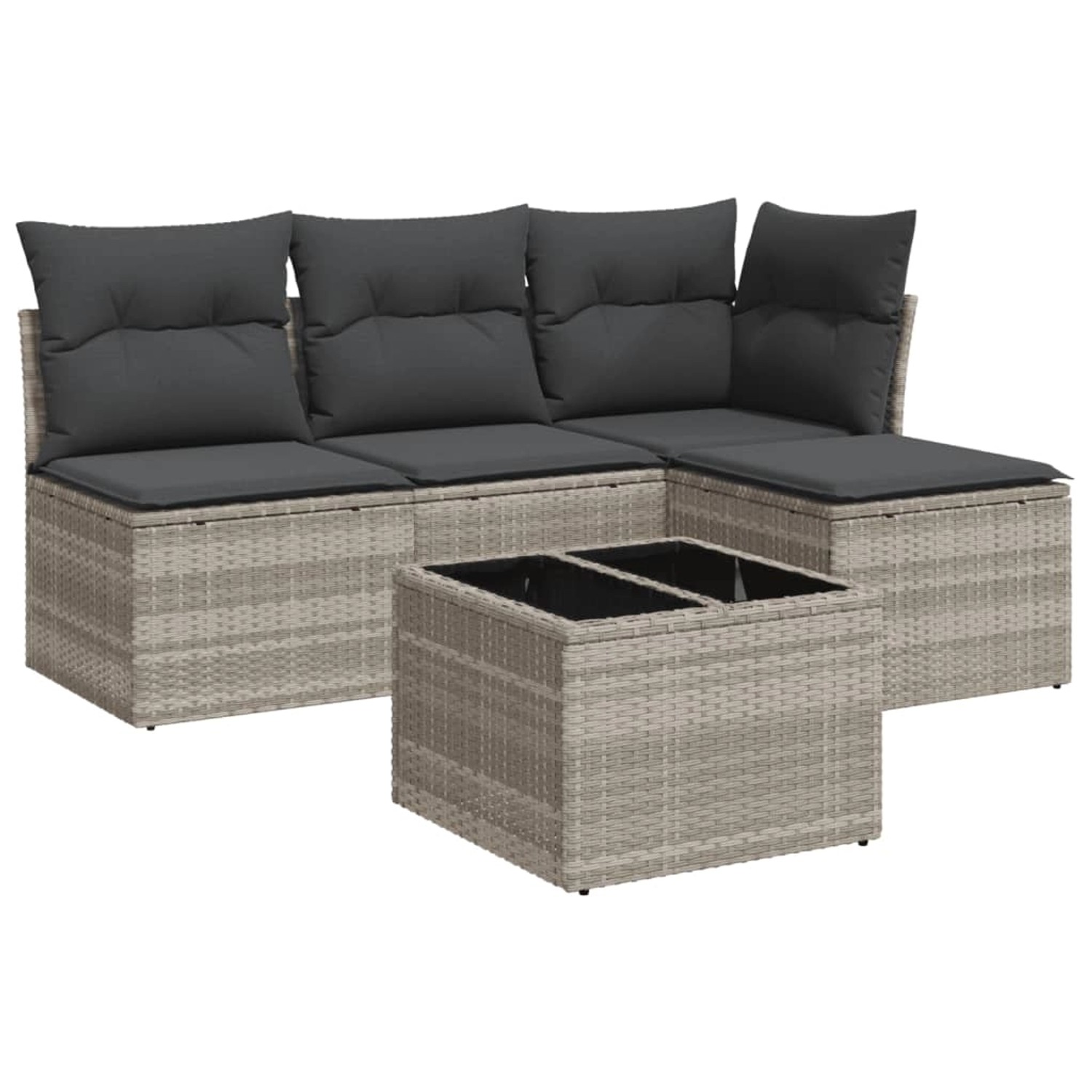 vidaXL 5-tlg Garten-Sofagarnitur mit Kissen Hellgrau Poly Rattan Modell 12 günstig online kaufen