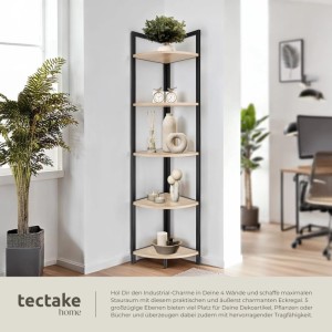 Tectake Eckregal Castlebar im Industrial Style mit 5 Ebenen in Holz und Stahl.