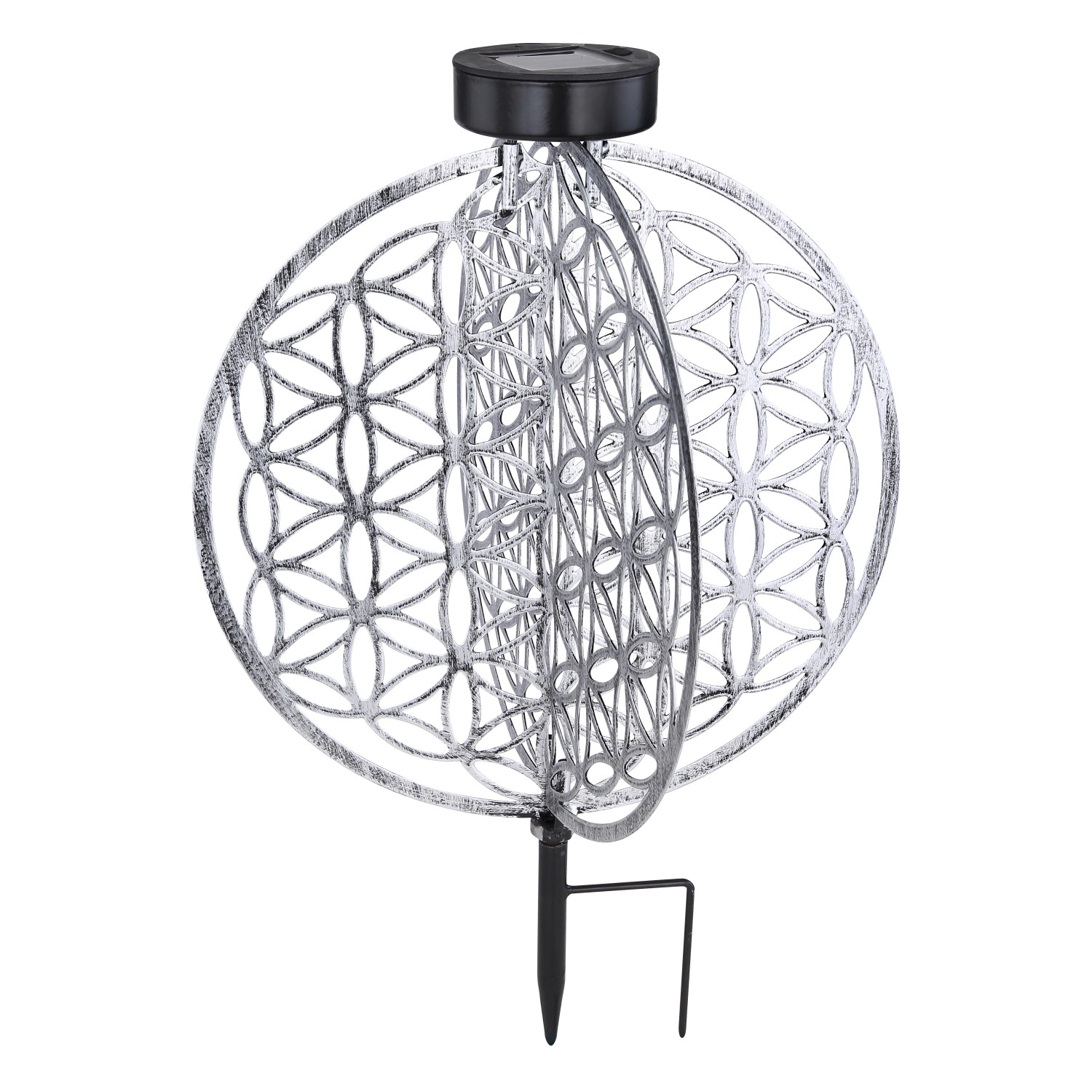 Globo LED-Solarleuchte Lebensblume Ø 30 cm x 41 cm Silber