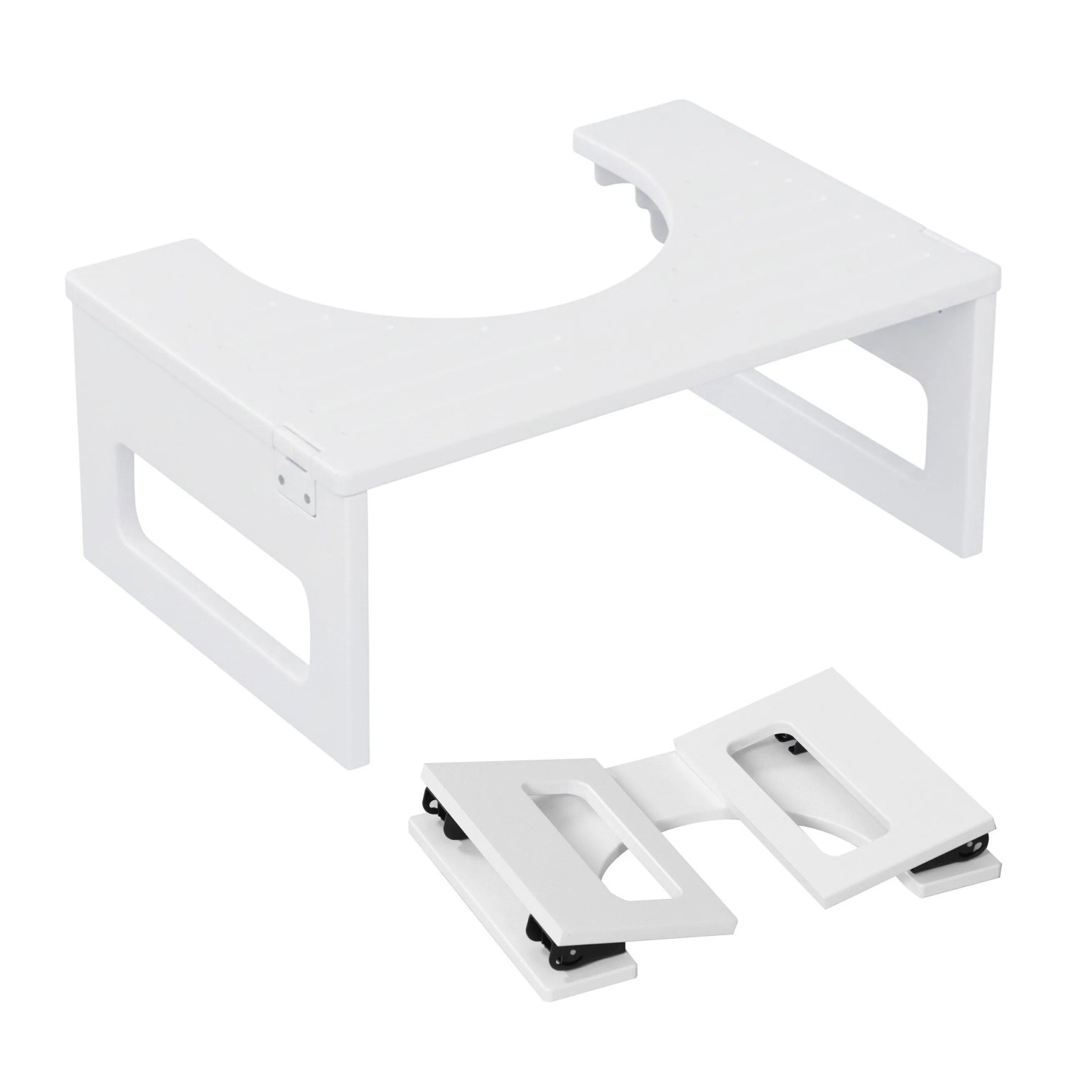 Relaxdays Toilettenhocker Bambus Weiß Klappbar 18 cm x 43 cm x 27,5 cm