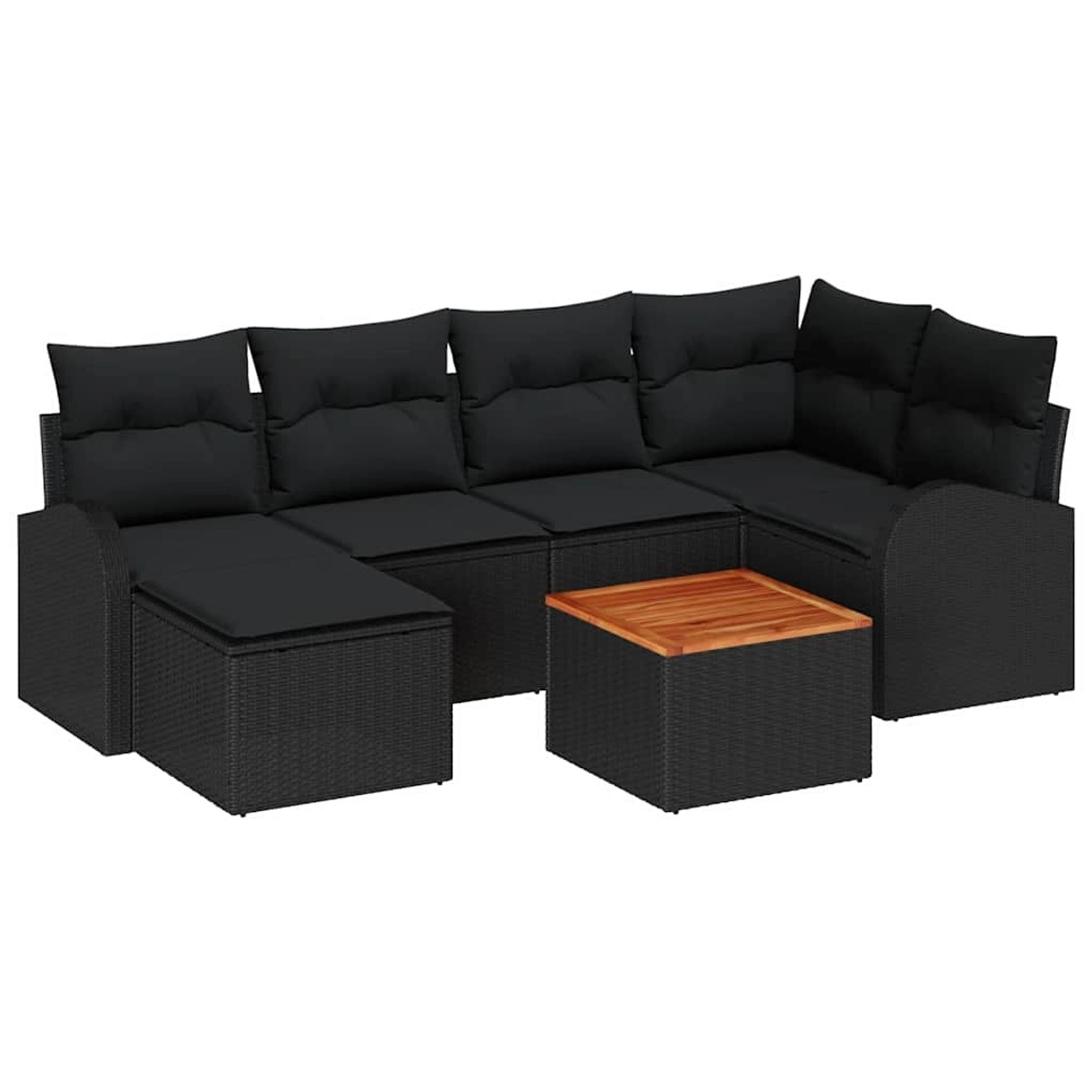vidaXL Garten-Sofa-Set 7-Tlg Schwarz Poly Rattan 3347604 günstig online kaufen