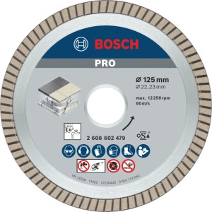 Bosch Diamanttrennscheibe 125 mm für Winkelschleifer. Turborand für extra saubere Schnitte in Keramik.