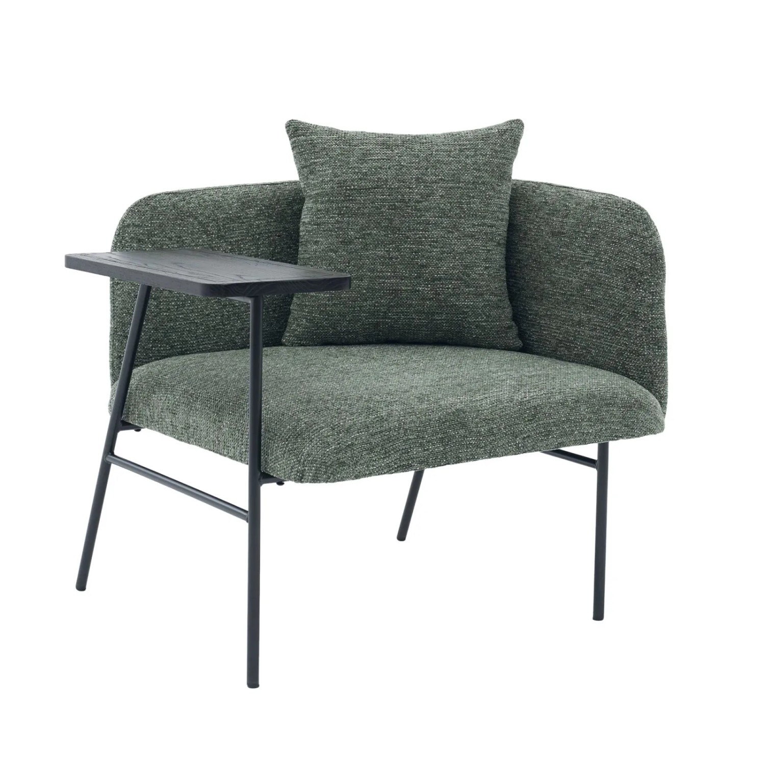 PXloue Stühle Einzelsessel mit Beistelltisch Chenille Sessel mit Seitentaschen für Wohnzimmer Grün