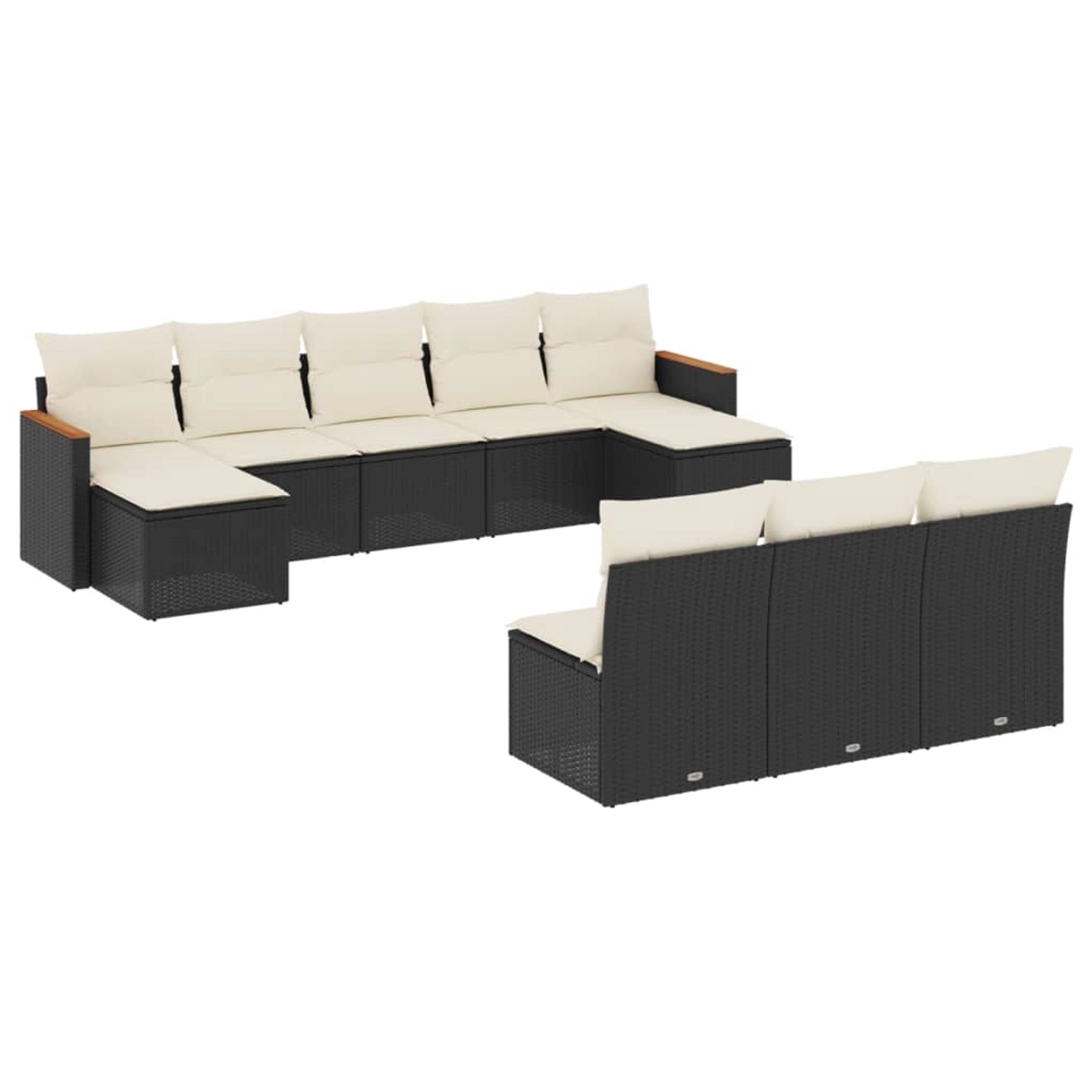 vidaXL 10-Tlg Garten-Sofagarnitur mit Kissen Schwarz Poly Rattan 3226385 günstig online kaufen