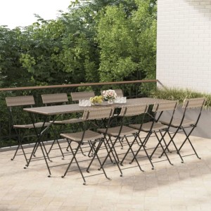 vidaXL Bistrostühle 8 Stk Klappbar Grau Poly Rattan und Stahl 3152120