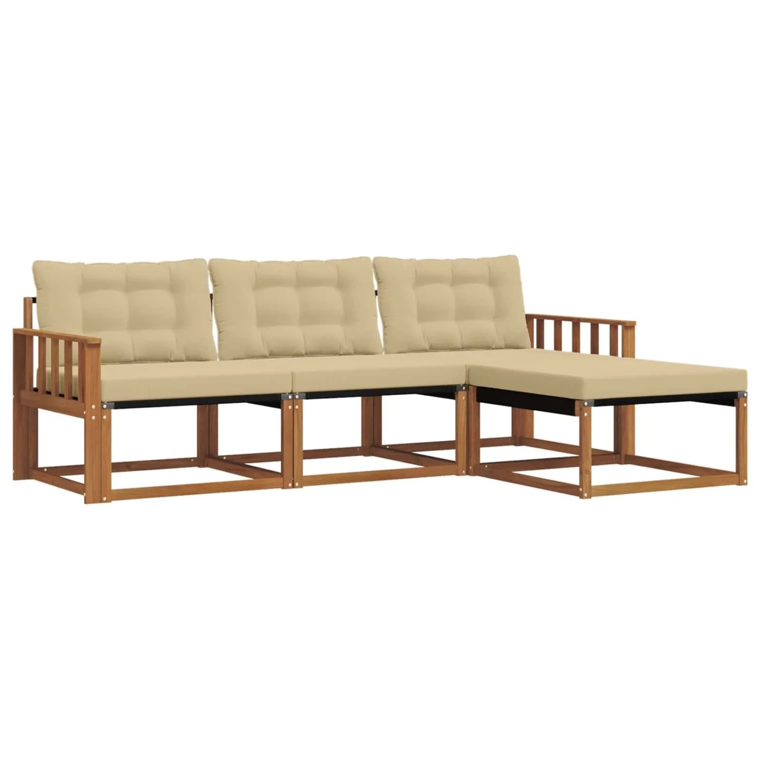vidaXL Outdoor-Sofagarnitur mit Kissen 4-Tlg Natur und Beige 3369336