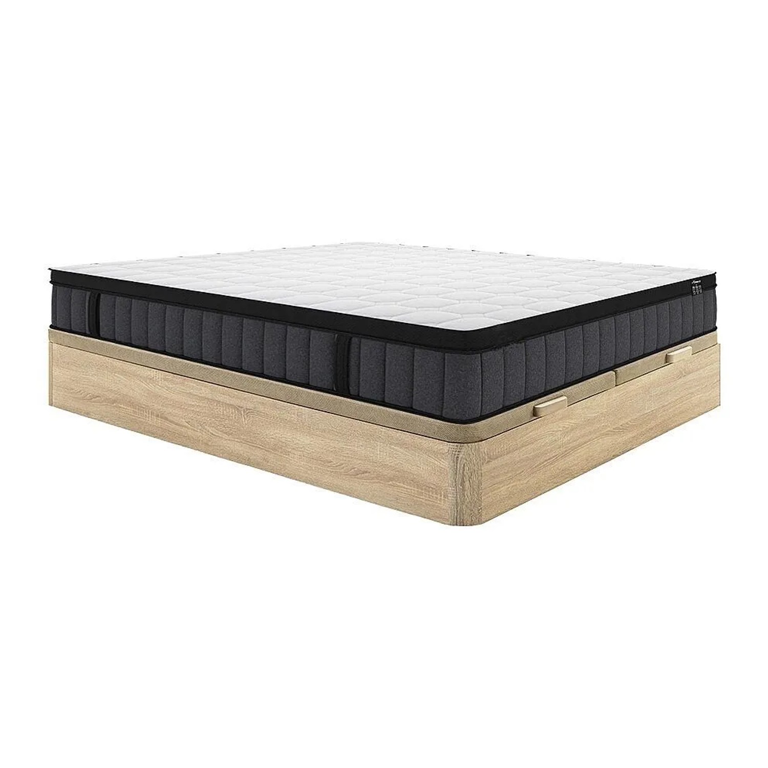 Vente-unique Matratze Und Bettgestell Mit Lattenrost Und Bettkasten Tolca Naturfarben Hell 200 cm